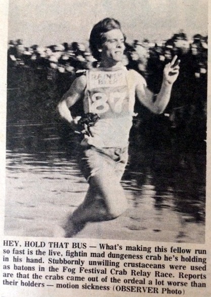 guy winning 1973 fog festival race in ocean shores, wa