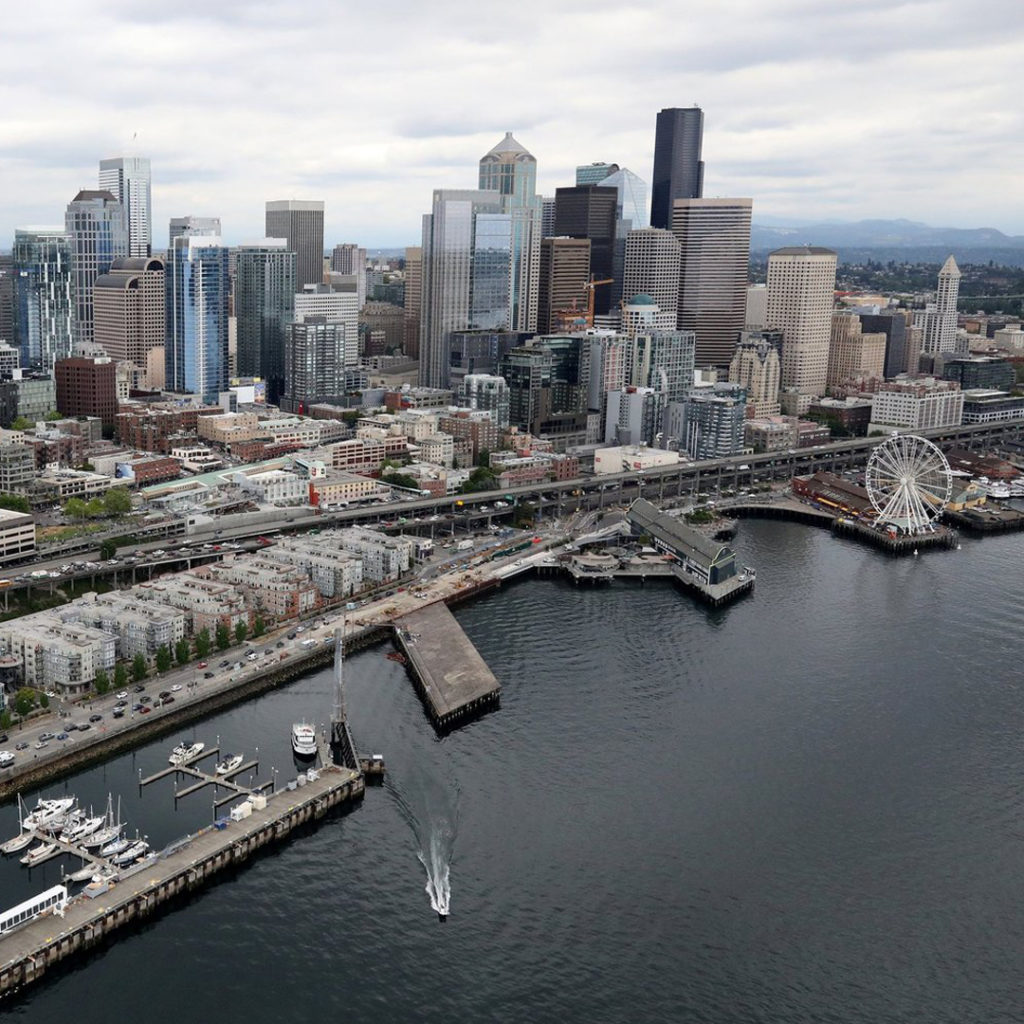 Seattle waterfront 2020 with wheel